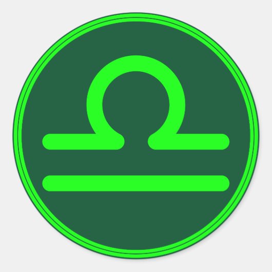 Libra Zodiac Symbol Green Contrast ラウンドシール (正面)