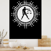 Libra Zodiac Symbol with Stars Black and White  ポスター (キッチン)