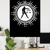 Libra Zodiac Symbol with Stars Black and White  ポスター (ホームオフィス)