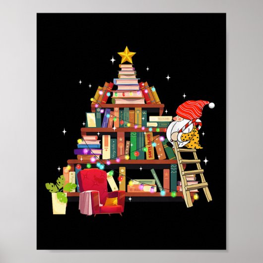 Librarian And Book Lover Christmas Library Tree Li ポスター (正面)