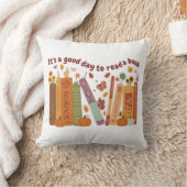 Librarian book Lovers Orange Pumpkin & Fall Leaves クッション (ブランケット)