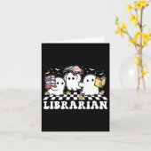 Librarian Cute Ghost Book Reading Funny Halloween  カード (黄色い花)