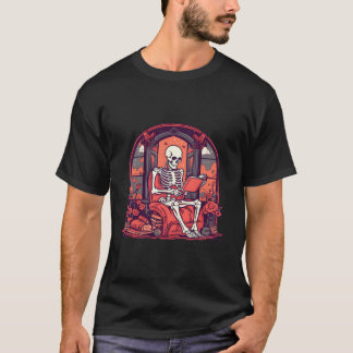 Librarian Skeleton Reading Book Goth Tarot The Rea Tシャツ