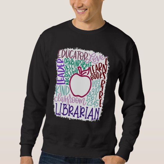 Librarian Teacher In Typography Teacher Back 2 Sch スウェットシャツ (正面)