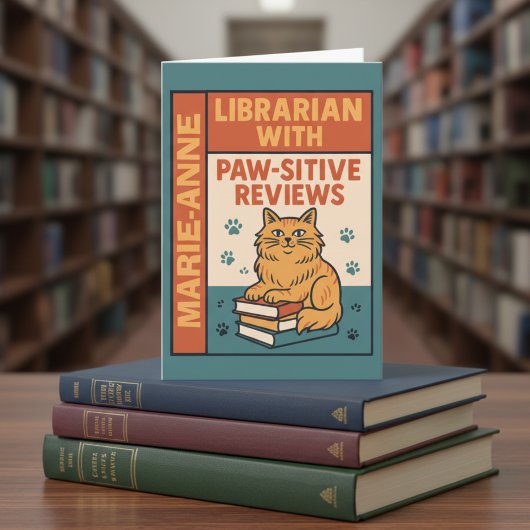 Librarian With Paw-sitive Reviews Cat & Book Lover カード