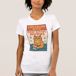 Librarian With Paw-sitive Reviews Cat & Book Lover Tシャツ