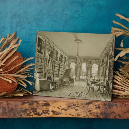 Library as Siting Room, Cassiobury Park, c.1815, フォトプラーク (側面)