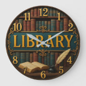 Library book lover reading room ラージ壁時計 (正面)