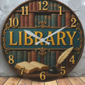 Library book lover reading room ラージ壁時計