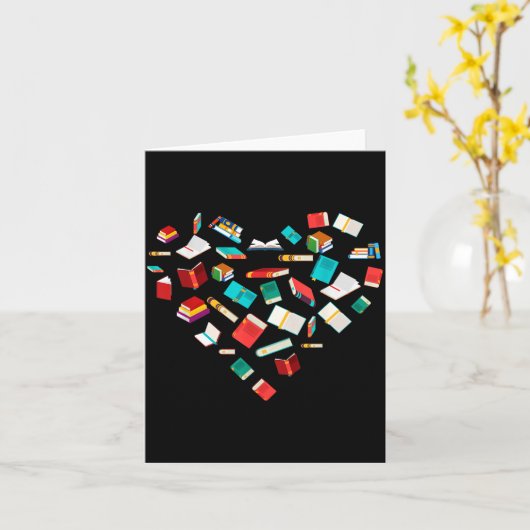 Library Books Heart Bookworm Valentines Day Gift R カード (黄色い花)