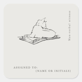 Library Cat- Naturalist Menagerie Archive  スクエアシール