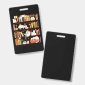 Library cats autumn colour version バッジ (正面＆裏面)