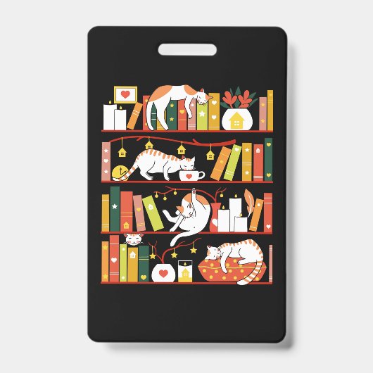 Library cats autumn colour version バッジ (正面)