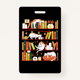 Library cats autumn colour version バッジ