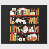 Library cats autumn colour version ラッピングペーパー (フラット)