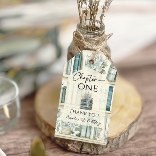 Library Chapter ONE Blue Boy Book 1st Birthday ギフトタグ