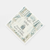 Library Chapter ONE Blue Boy Book 1st Birthday スタンダードランチョンナプキン (角)