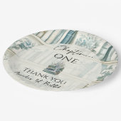 Library Chapter ONE Blue Boy Book 1st Birthday ペーパープレート (アングル)