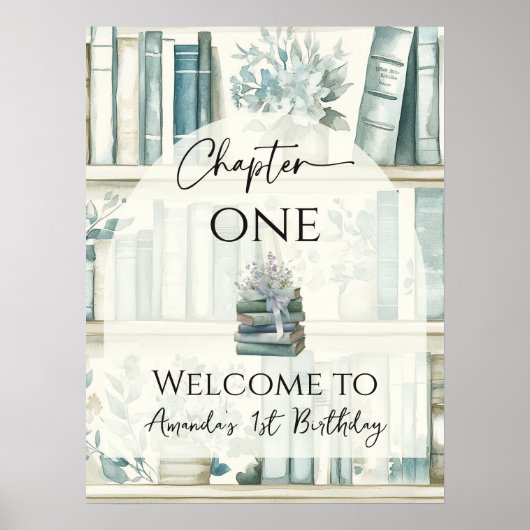 Library Chapter ONE Blue Boy Book 1st Birthday ポスター (正面)