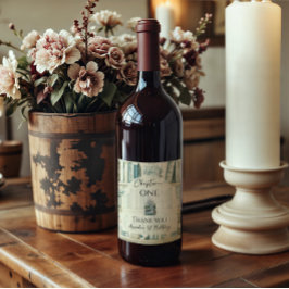 Library Chapter ONE Blue Boy Book 1st Birthday ワインラベル