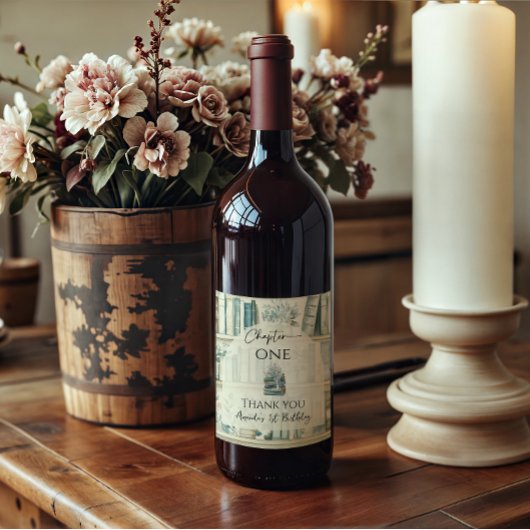 Library Chapter ONE Blue Boy Book 1st Birthday ワインラベル