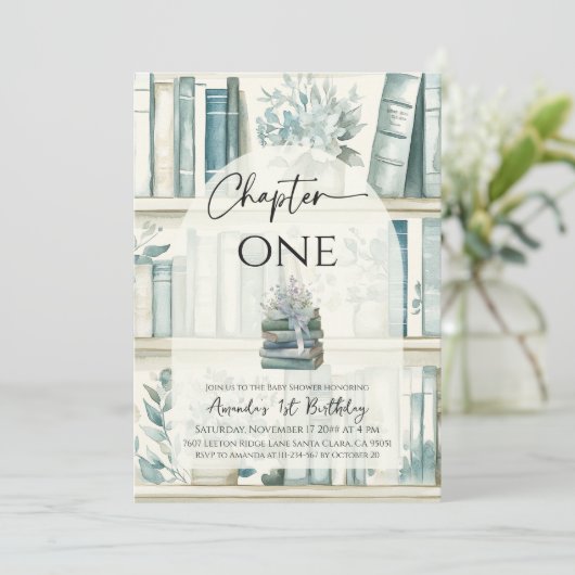 Library Chapter ONE Blue Boy Book 1st Birthday 招待状 (スタンド正面)