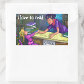 Library Check Out Art、私はステッカーが大好読き 長方形シール (バッグ)