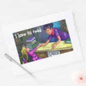 Library Check Out Art、私はステッカーが大好読き 長方形シール (封筒)