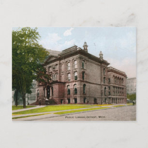 Library, Detroit, MI 1909ヴィンテージ ポストカード
