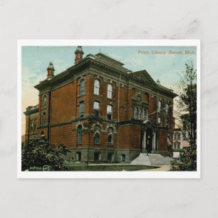 Library, Detroit, MI 1909ヴィンテージ ポストカード