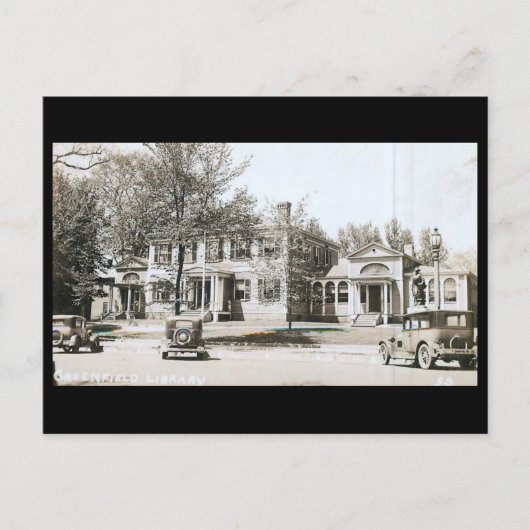 Library, Greenfield, Massachusettsヴィンテージ ポストカード (正面)