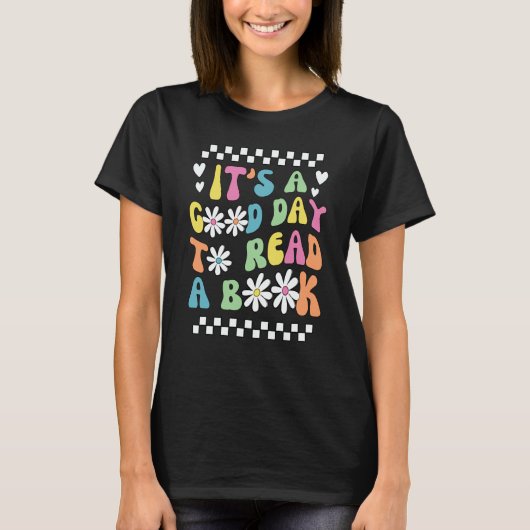 Library It's Good Day To Read Book Groovy Reading Tシャツ (正面)