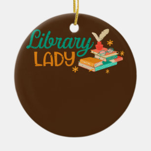Library Lady Librarian Reader Bookish Bookworm セラミックオーナメント