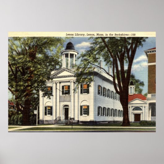 Library, Lenox, Massachusetts 1932ヴィンテージ ポスター (正面)