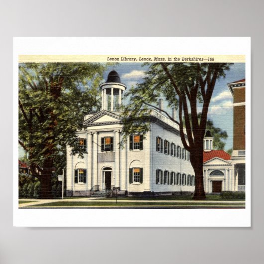 Library, Lenox, Massachusetts 1932 Vintage Poster ポスター (正面)