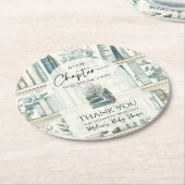 Library New Chapter Blue Boy Book Baby Shower ラウンドペーパーコースター (アングル)