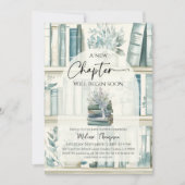 Library New Chapter Blue Boy Book Baby Shower 招待状 (正面)