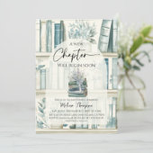 Library New Chapter Blue Boy Book Baby Shower 招待状 (スタンド正面)