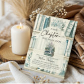 Library New Chapter Blue Boy Book Baby Shower 招待状