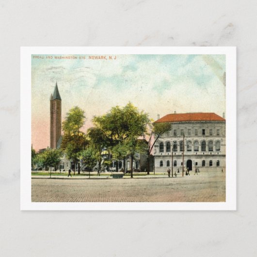 Library, Newark, New Jersey 1908ヴィンテージ ポストカード (正面)