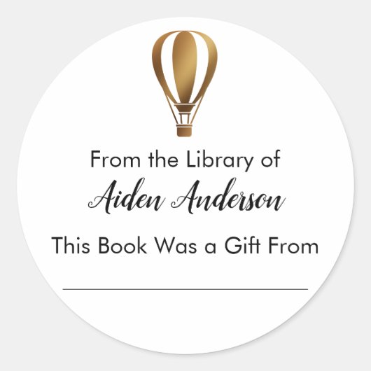 Library of Hot Air Balloon蔵書票から ラウンドシール (正面)