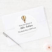 Library of Hot Air Balloon蔵書票から ラウンドシール (封筒)