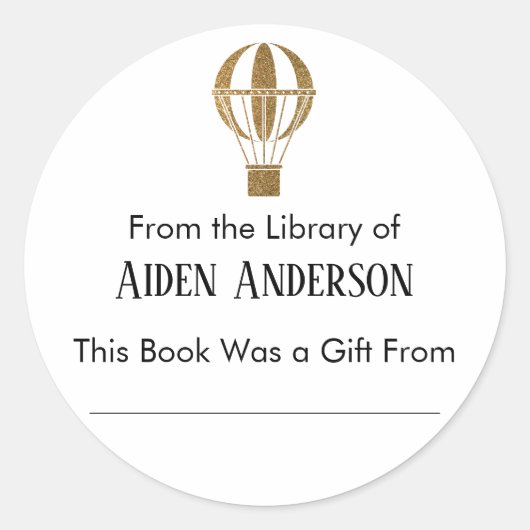 Library of Hot Air Balloon蔵書票から ラウンドシール (正面)
