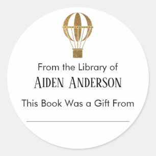 Library of Hot Air Balloon蔵書票から ラウンドシール