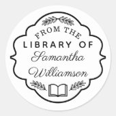 Library of the Library of Libraryの名前をカスタムするパーソナライズ ラウンドシール (正面)