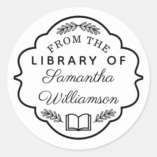 Library of the Library of Libraryの名前をカスタムするパーソナライズ ラウンドシール (正面)