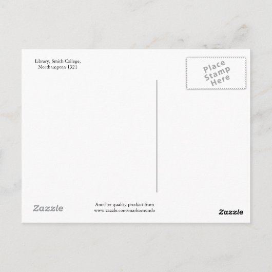 Library, Smith College, Northampton 1921ヴィンテージ ポストカード (裏面)