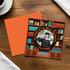 Library-Themed Graduation Announcement Card 案内状
