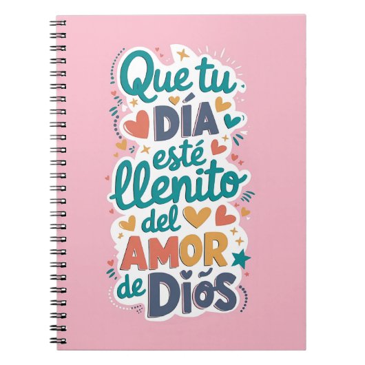 Libreta con espiral rosada mensaje lindo ノートブック (正面)