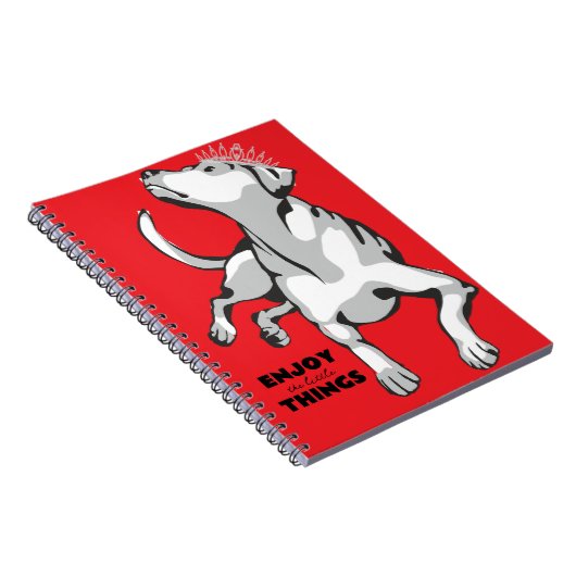 Libreta con imagen de perro blanco con fondo rojo ノートブック (右側)